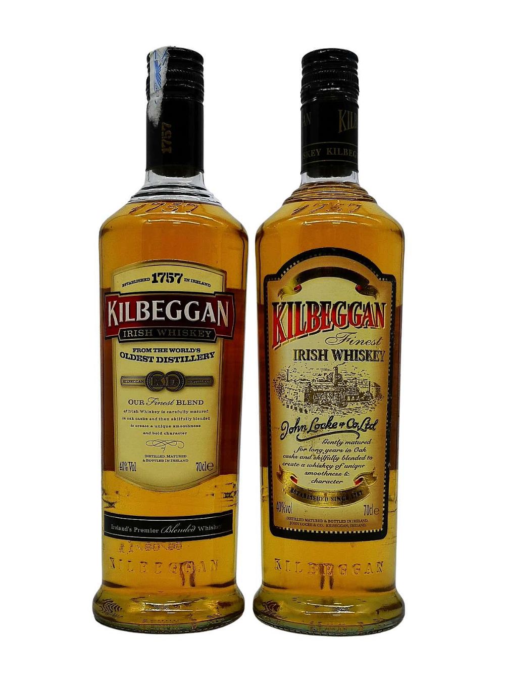 Kilbeggan Finest Irish Whiskey (old & new labels, 2 bottle joint lot) |  Whiskey Bidders | Irish Whiskey Auction Online Platform