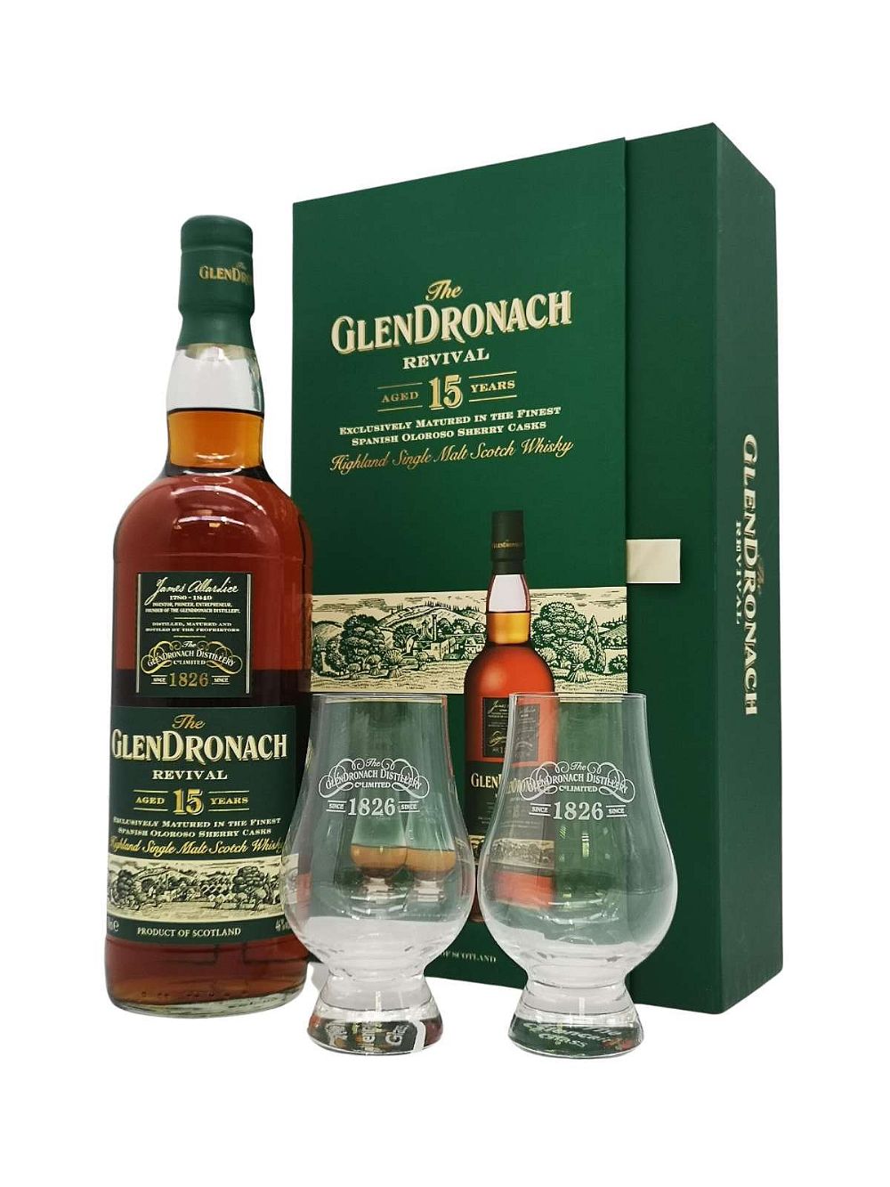 The GlenDronach 15 year old Revival Scotch Malt Whisky (gift set