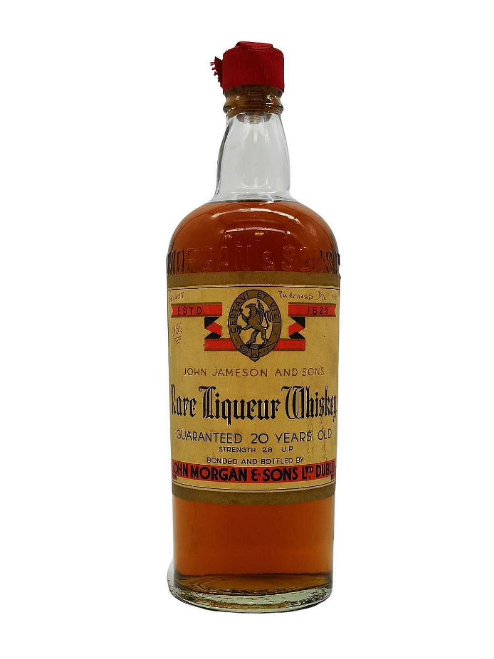 John Jameson & Sons 20 year old Rare Liqueur Whiskey, bonded and bottled by John Morgan & Sons, Dublin