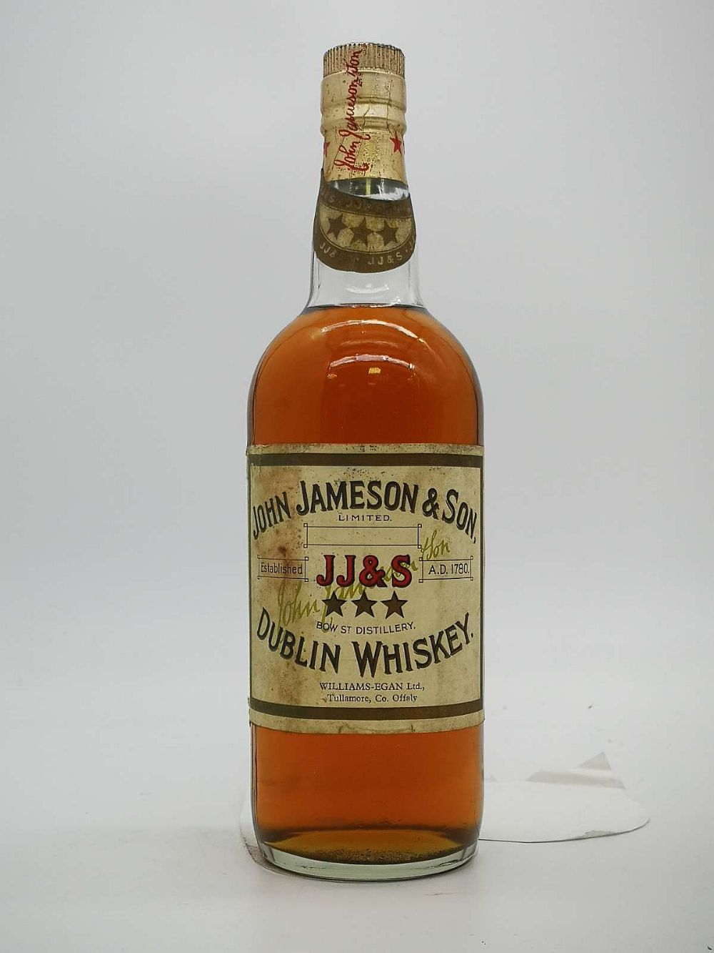 John Jameson & Son 'JJ&S' 3 Star Dublin Whiskey Williams-Egan Ltd Tullamore 1960s
